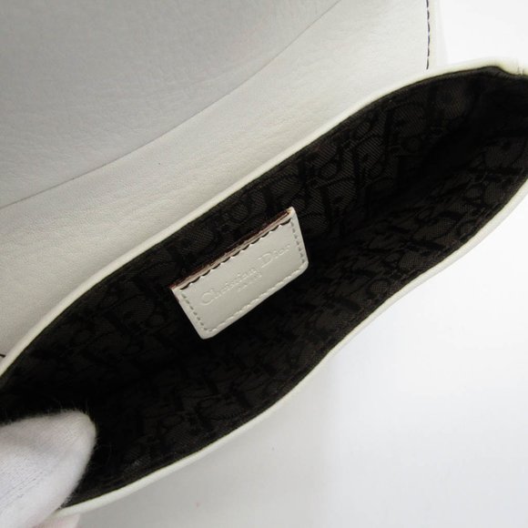 CHRISTIAN DIOR Leather Saddle Bag Fanny Pack White - Picture 3 of 14